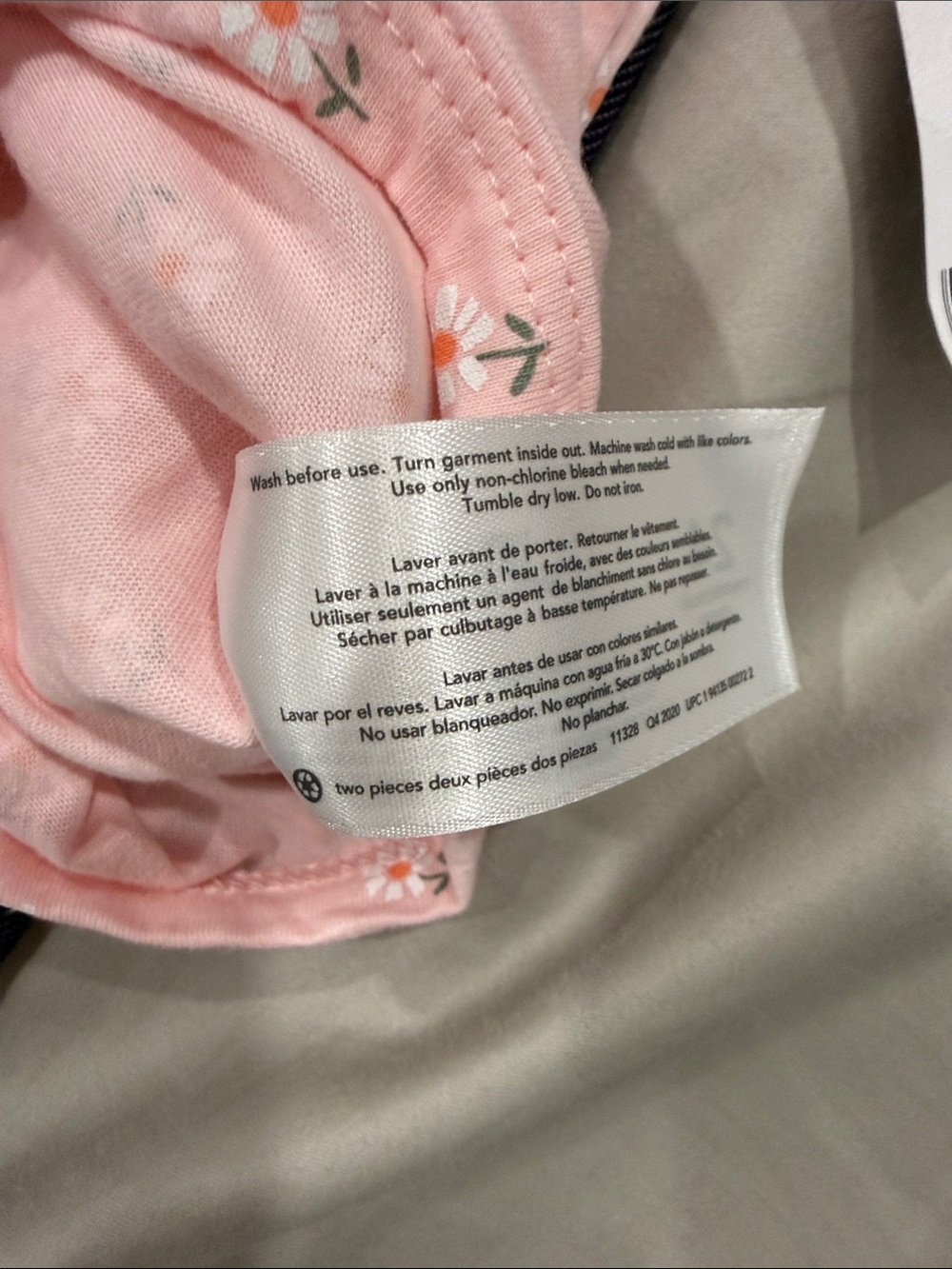 NWT - Carter's Pink 'Happy' Peplum Bodysuit with Navy Leggings (2pcs Set) - Picture 9 of 10